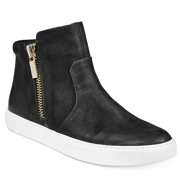 Kenneth Cole New York Shoes - NWT Kenneth Cole New York Womens Kiera Black Zipper Slip On Leather Sneakers 6M